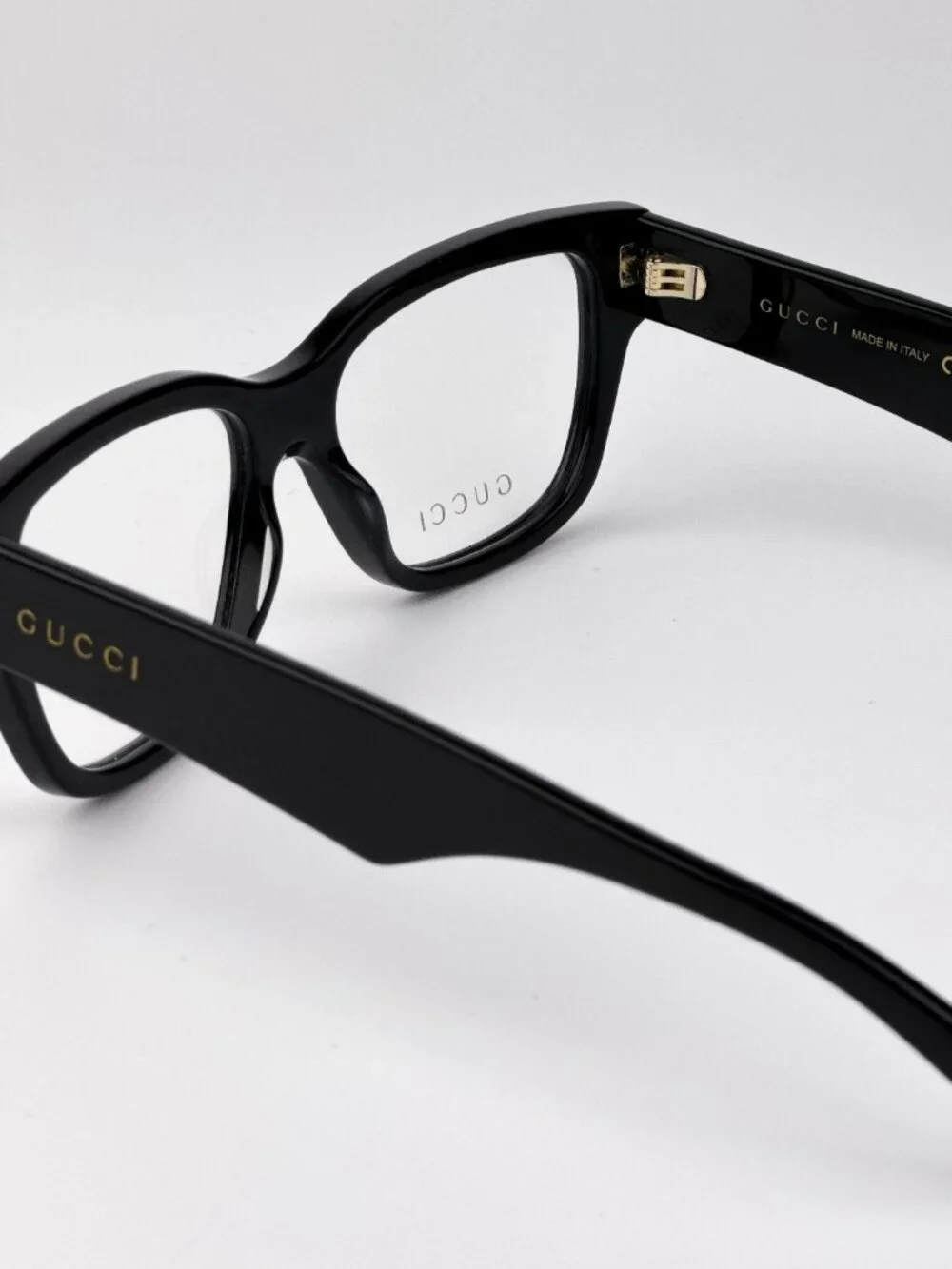 Gucci GG1428O 001 Square Eyeglasses Shiny Black NEW AUTHENTIC